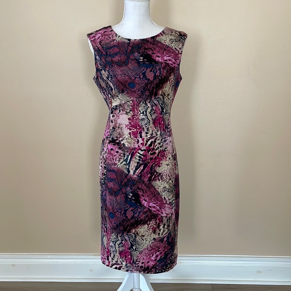 Ellen Tracy Midi Cocktail Party Sheath Style Evening Dress Sleeveless Petite